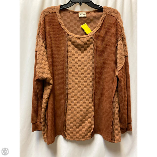 Top Long Sleeve By Bibi In Brown, Size: 1x