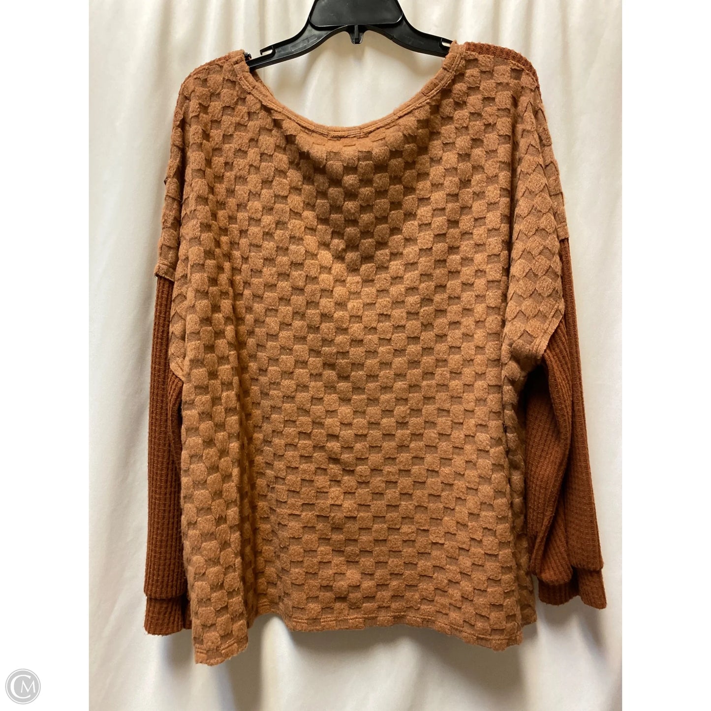 Top Long Sleeve By Bibi In Brown, Size: 1x