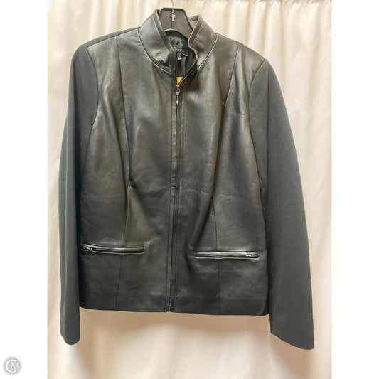 Jacket Leather By Talbots In Black, Size: L