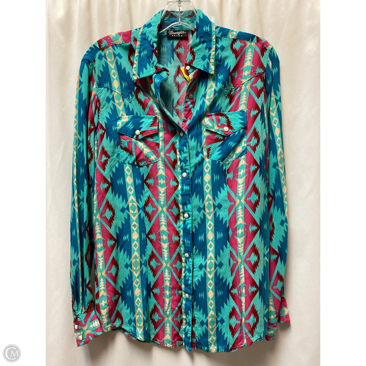 Top Long Sleeve By Wrangler In Teal, Size: S