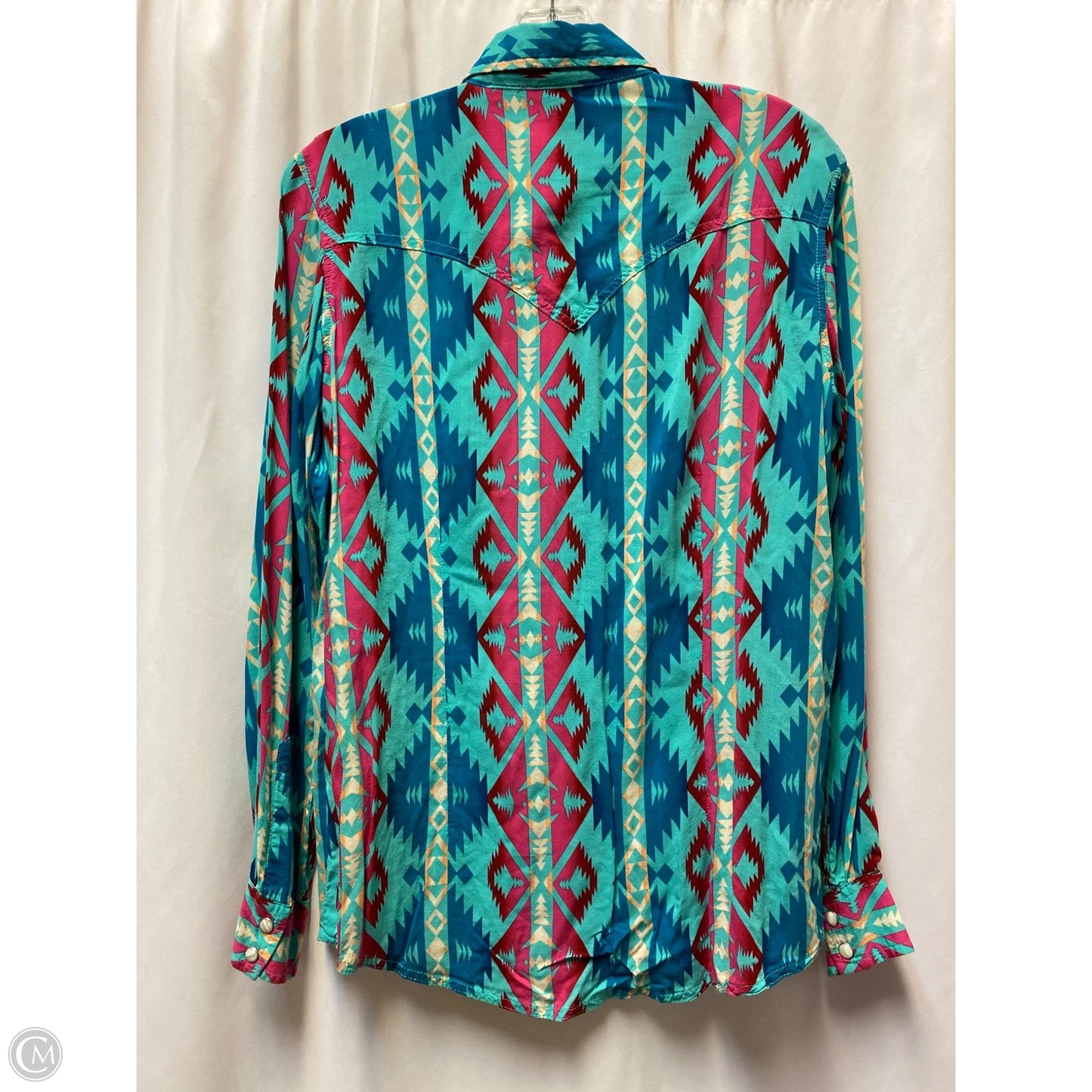 Top Long Sleeve By Wrangler In Teal, Size: S