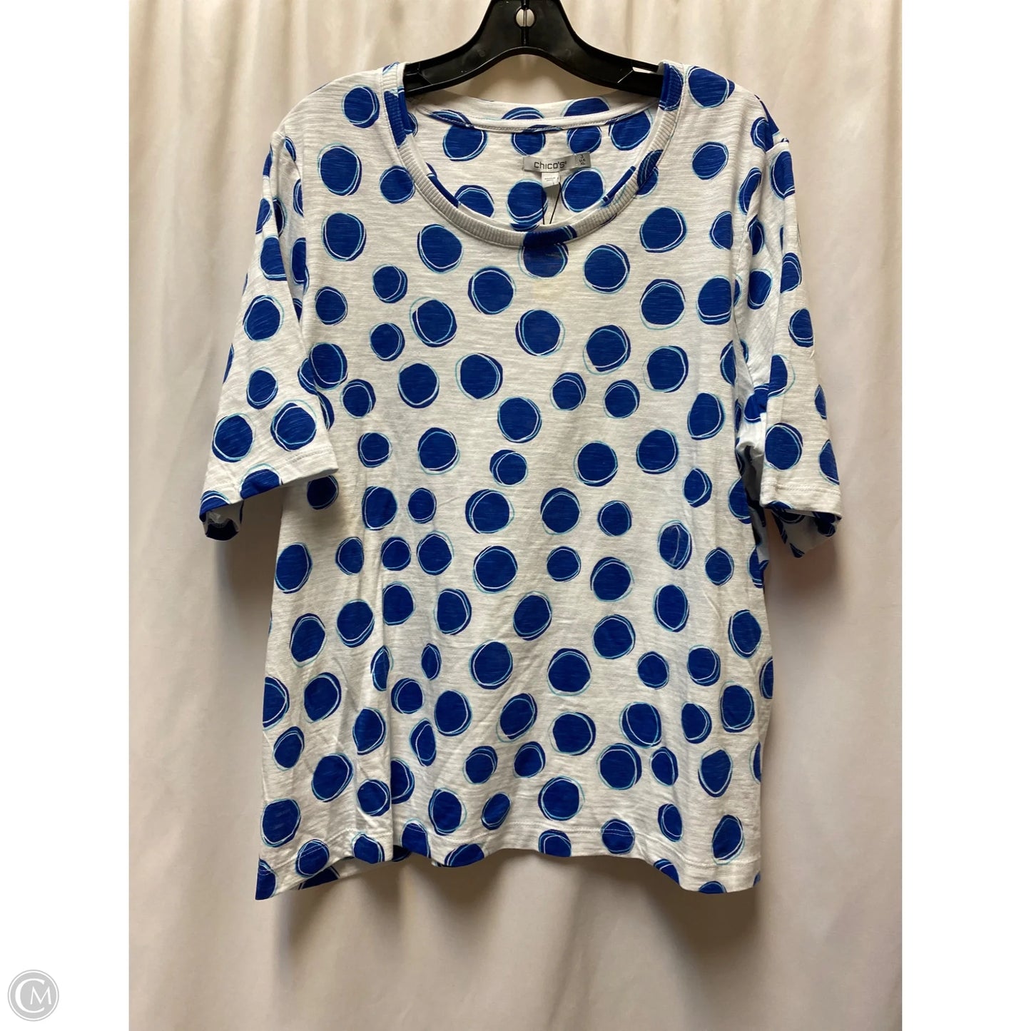 Top Short Sleeve By Chicos In White, Size: Xl