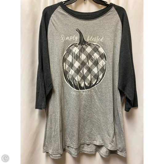 Top Long Sleeve By Simply Southern In Grey, Size: Xxl