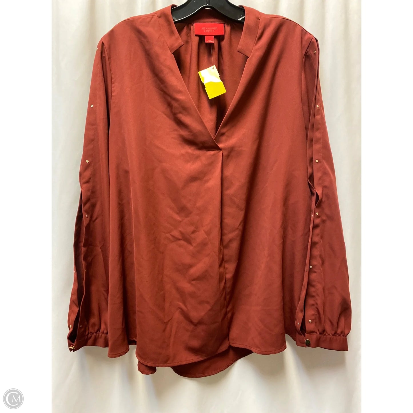 Top Long Sleeve By Jennifer Lopez In Maroon, Size: Xxl