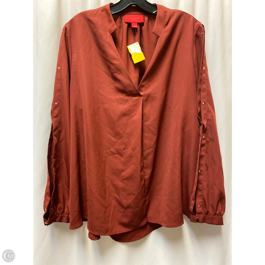 Top Long Sleeve By Jennifer Lopez In Maroon, Size: Xxl