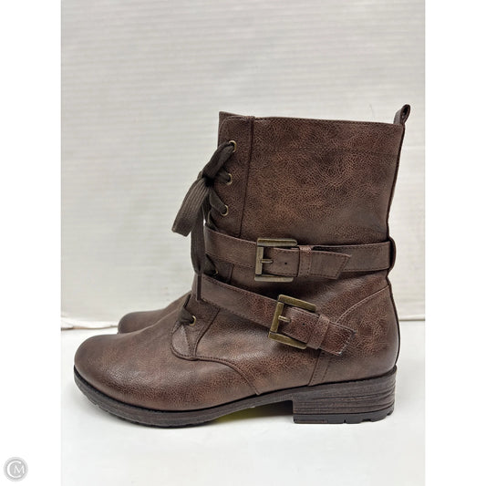 Boots Mid-calf Flats By True Craft In Brown, Size: 9