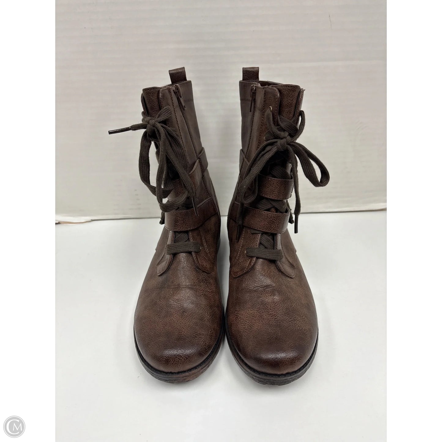 Boots Mid-calf Flats By True Craft In Brown, Size: 9