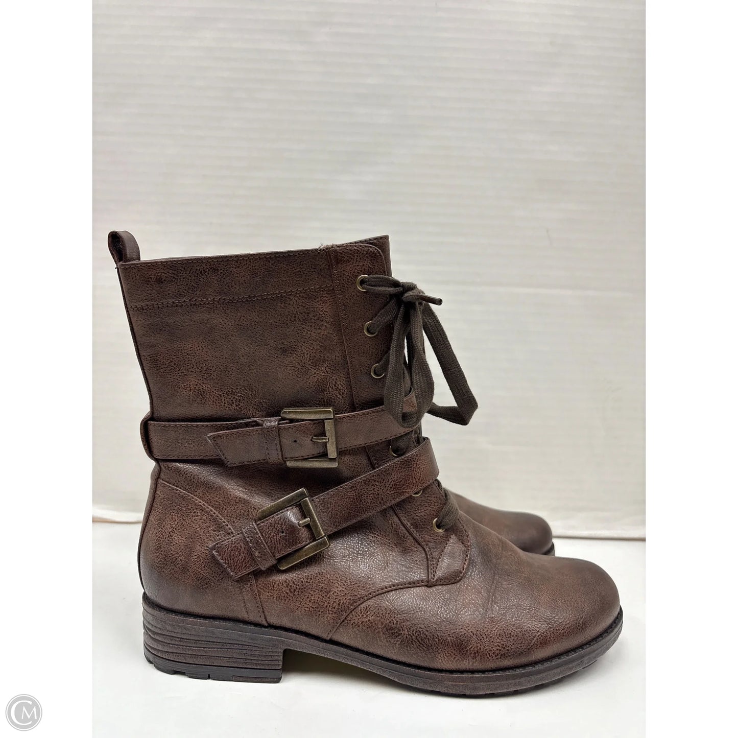 Boots Mid-calf Flats By True Craft In Brown, Size: 9