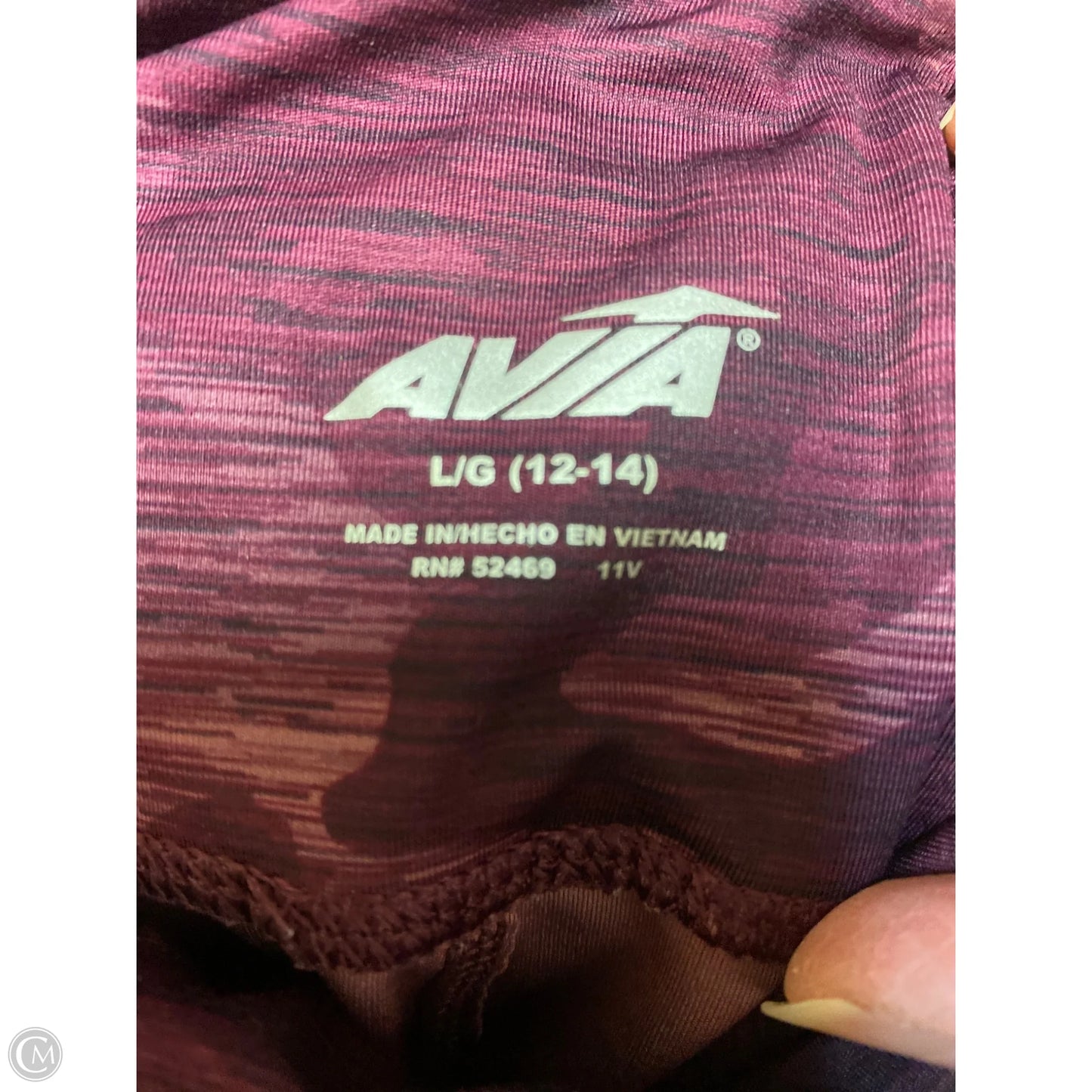 Athletic Leggings By Avia In Maroon, Size: L