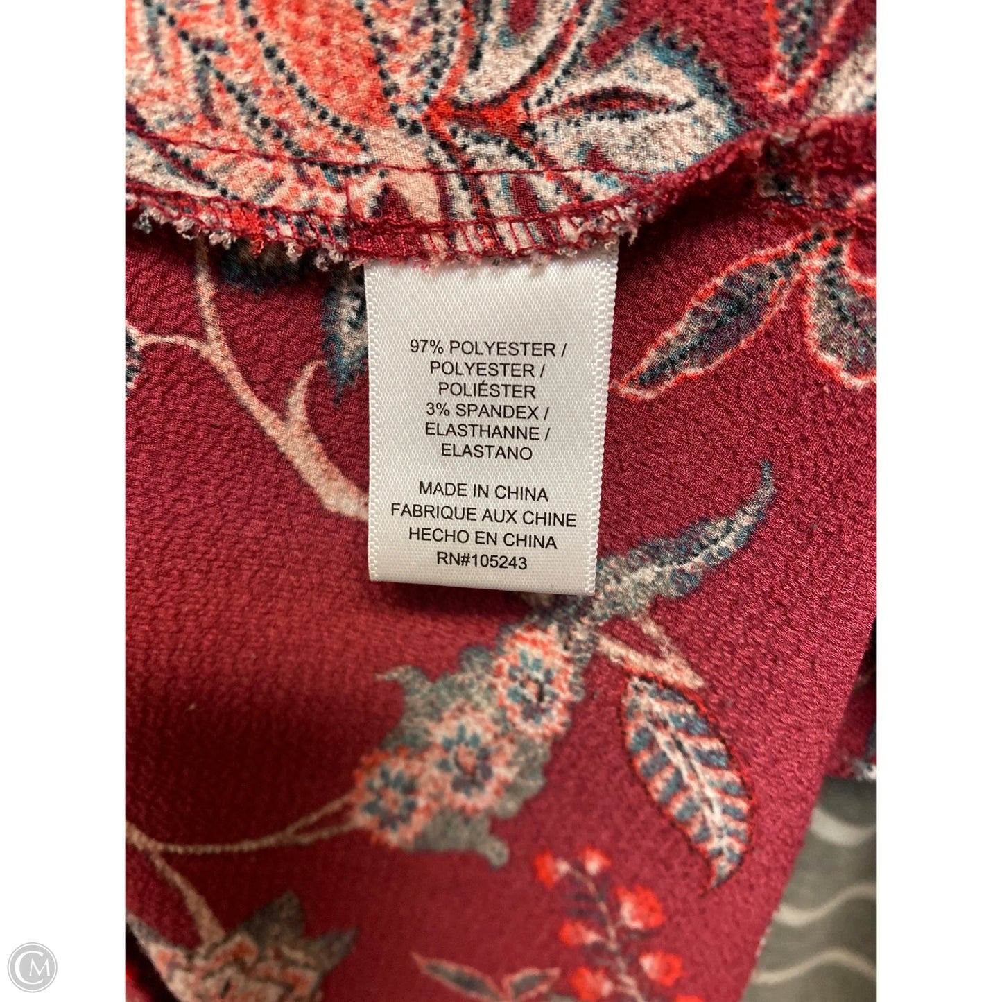 Top Long Sleeve By Bobeau In Maroon, Size: Xl