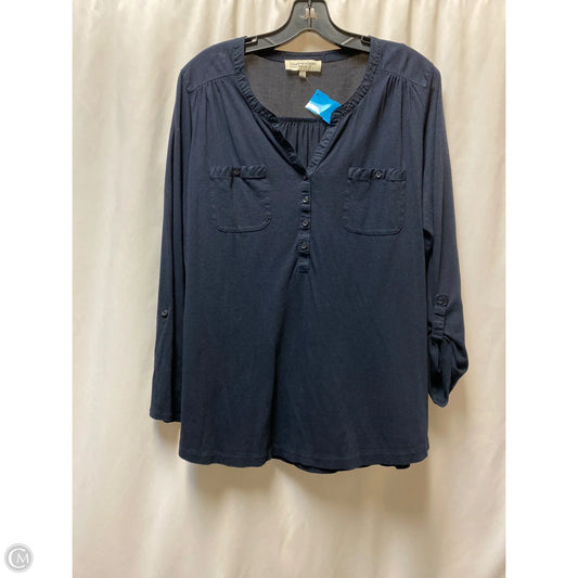 Top Long Sleeve By Jones New York In Navy, Size: 1x