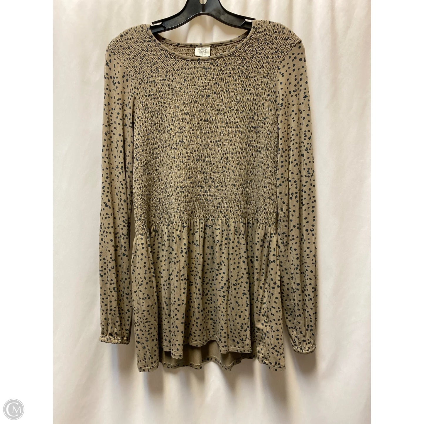 Top Long Sleeve By Good Hart In Taupe, Size: L