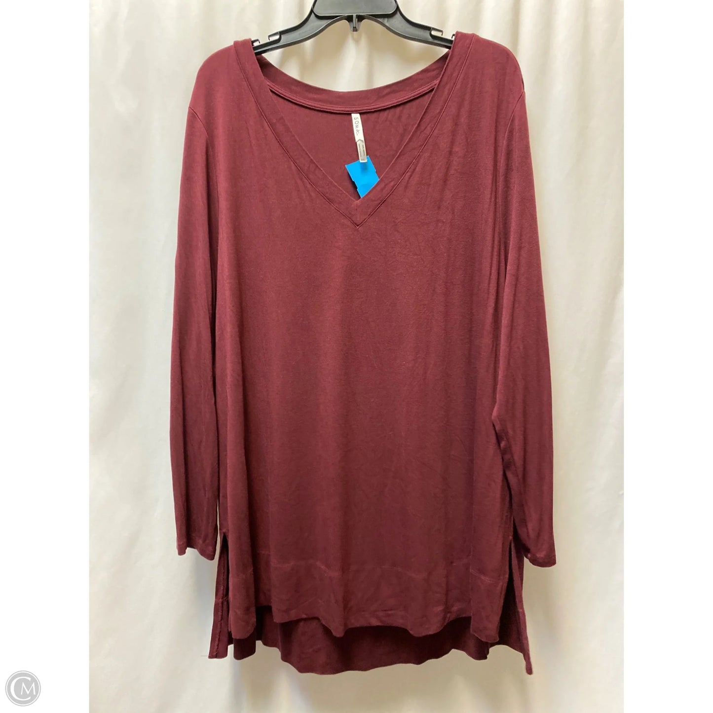 Top Long Sleeve By Soma In Maroon, Size: Xxl