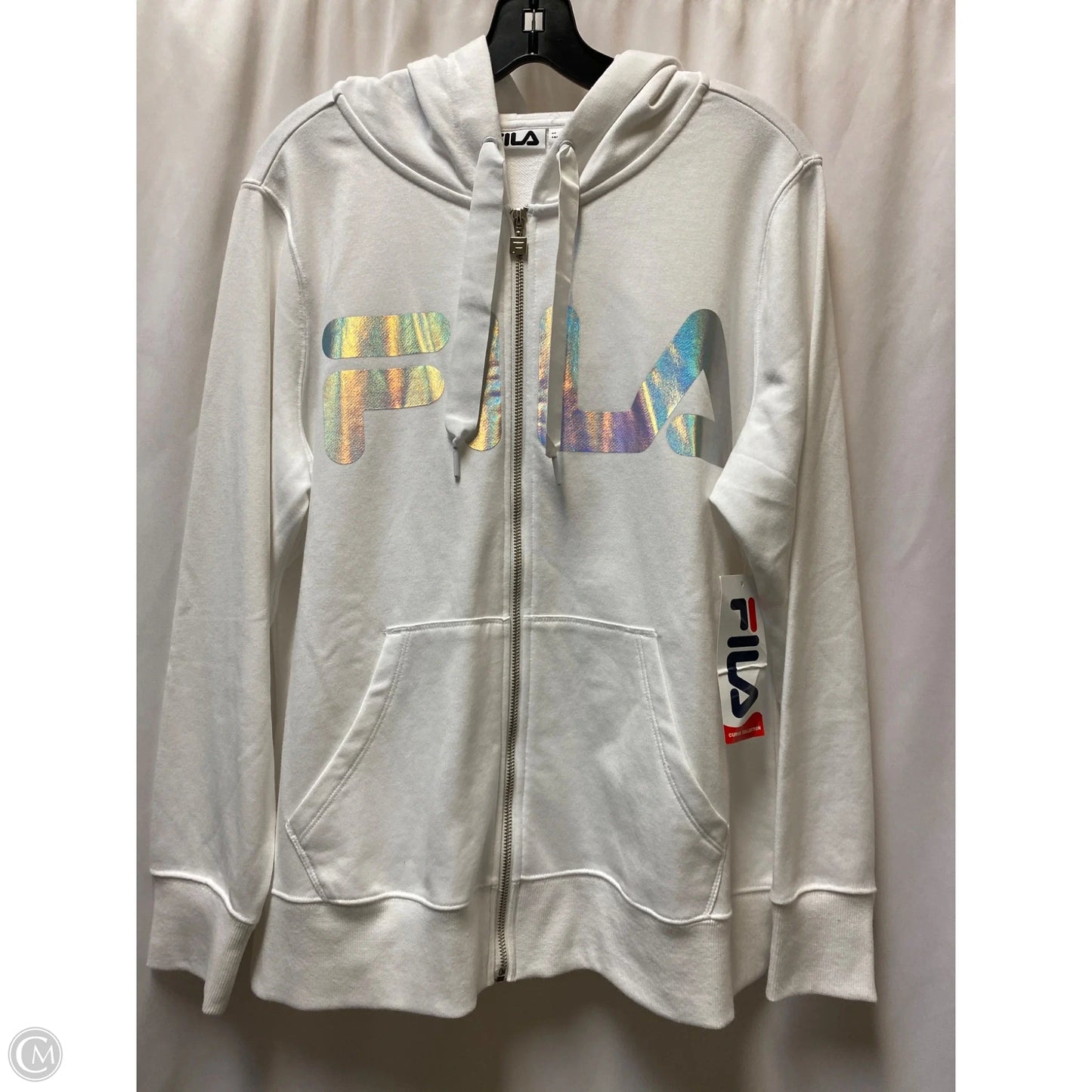 Sweatshirt Hoodie By Fila In White, Size: 1x