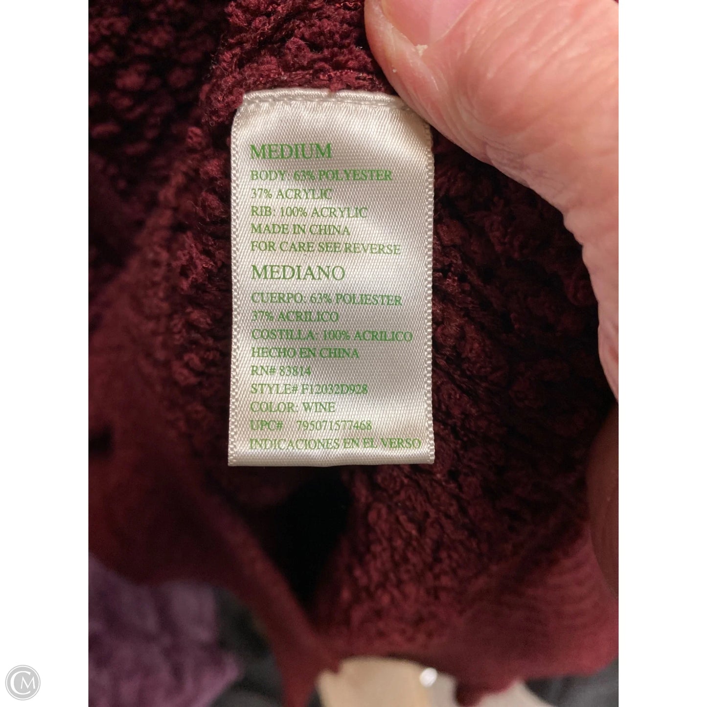 Sweater By Green Tea In Maroon, Size: M