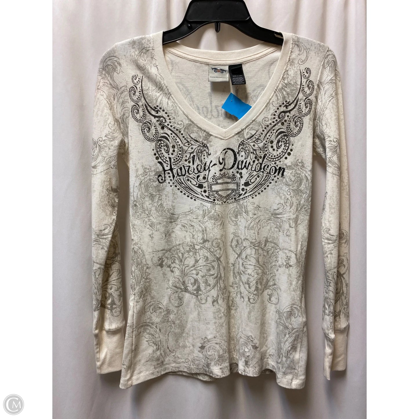 Top Long Sleeve By Harley Davidson In Cream, Size: Xs