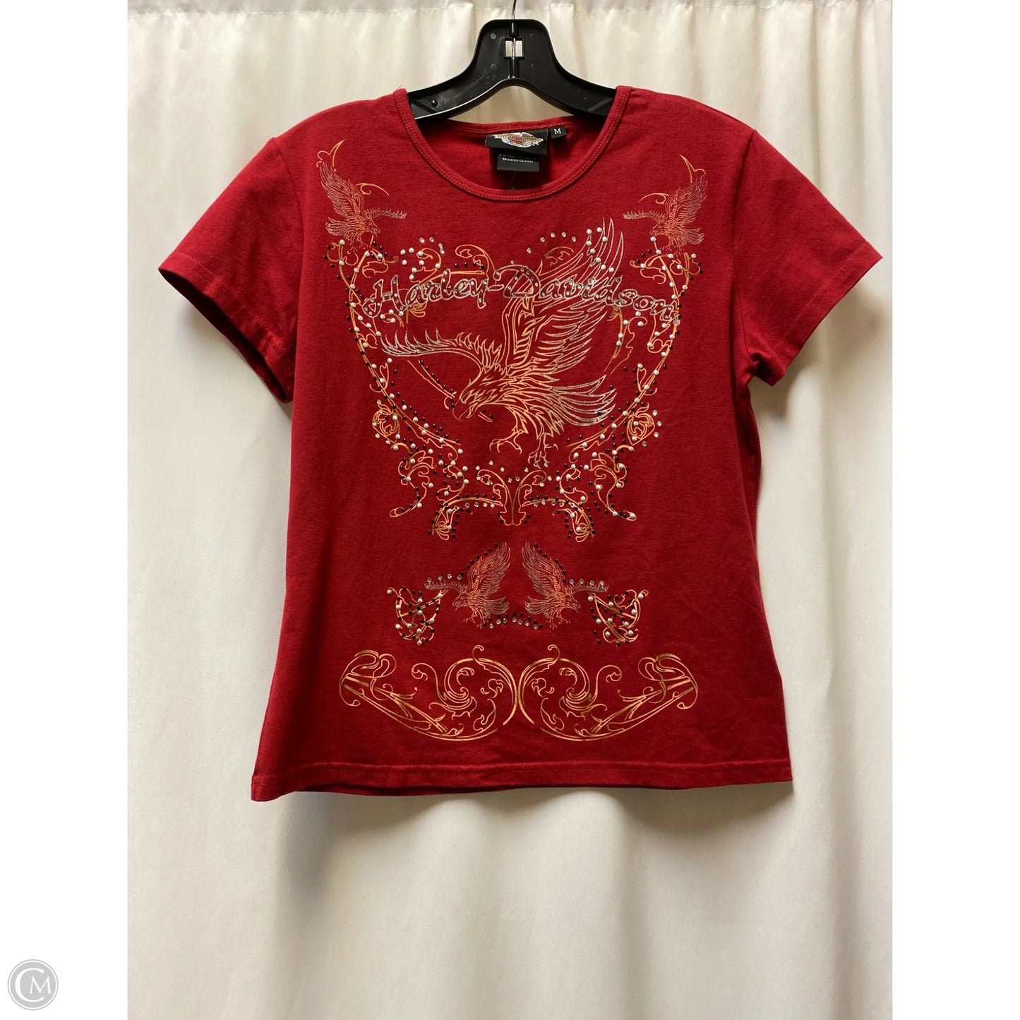 Top Short Sleeve By Harley Davidson In Red, Size: M