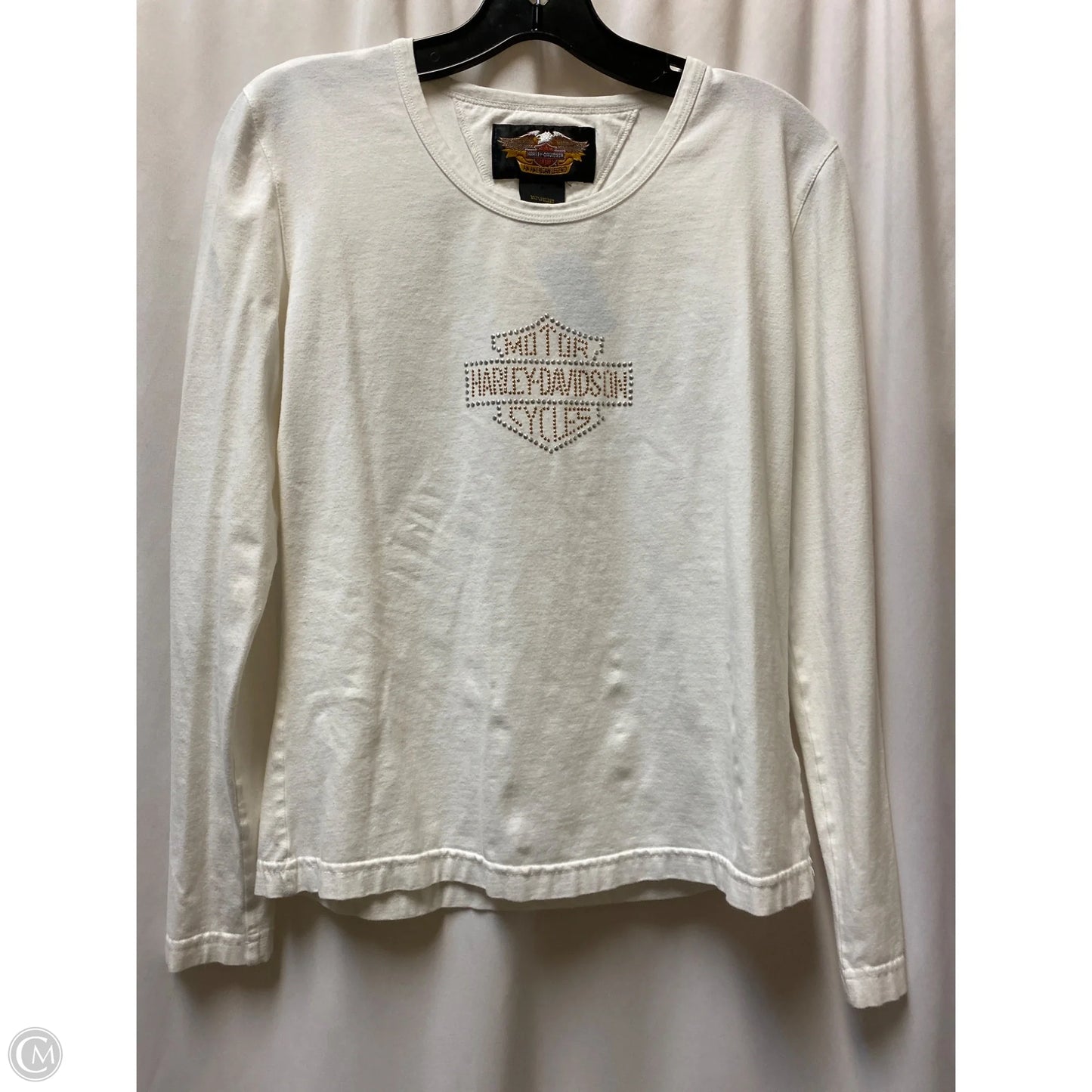 Top Long Sleeve By Harley Davidson In White, Size: M