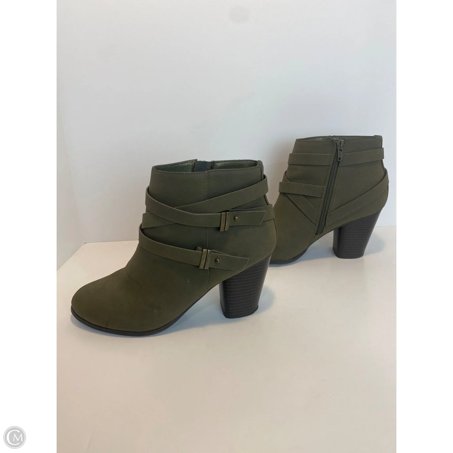 Boots Ankle Heels By Charlotte Russe In Green, Size: 8
