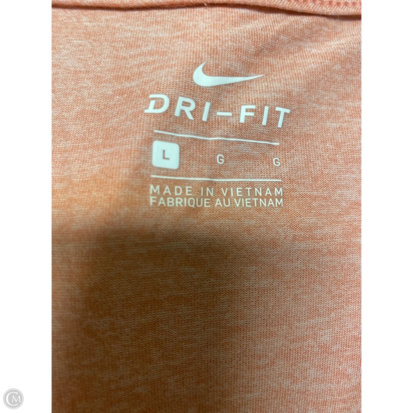 Athletic Top Short Sleeve By Nike In Peach, Size: L