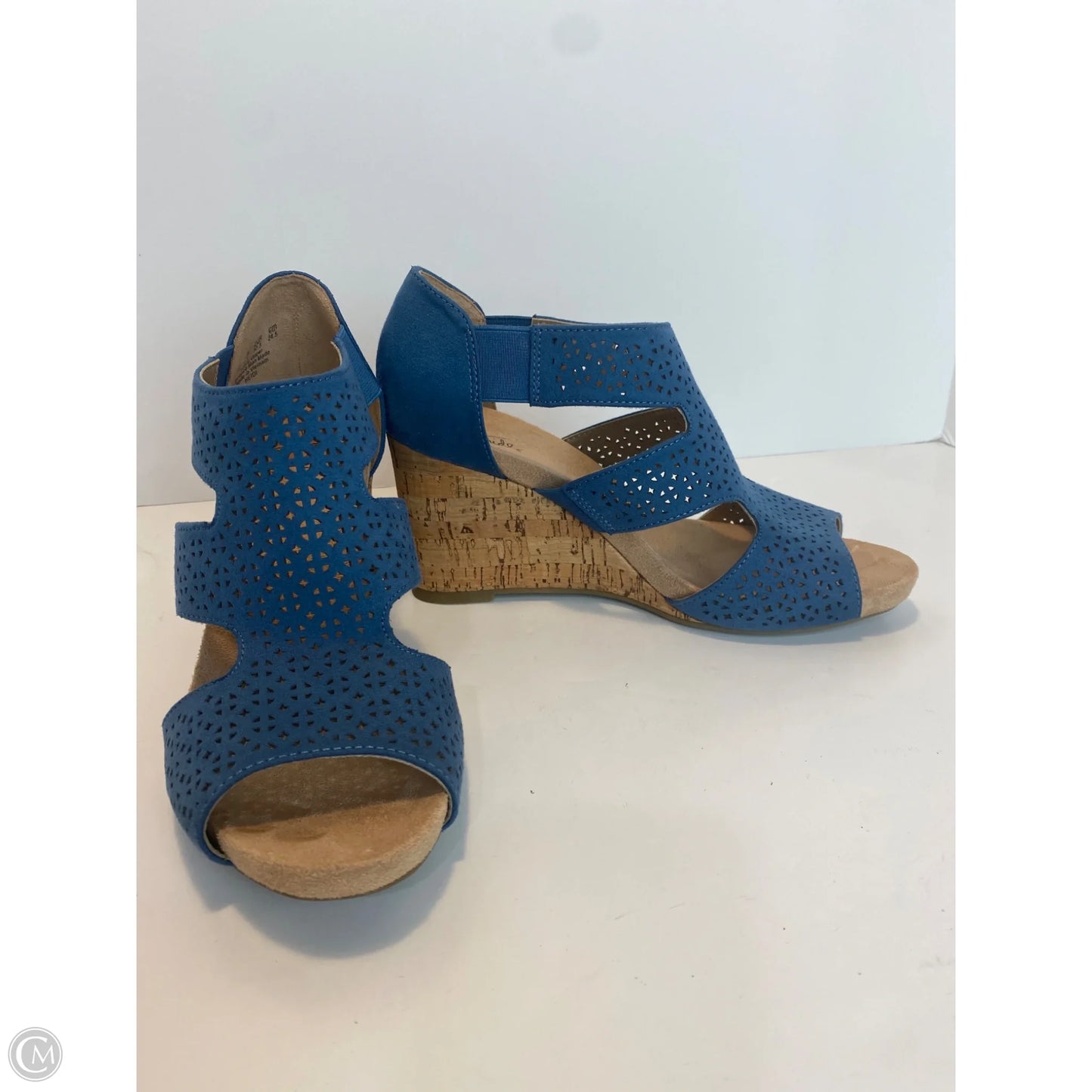 Sandals Heels Wedge By Life Stride In Blue, Size: 7.5
