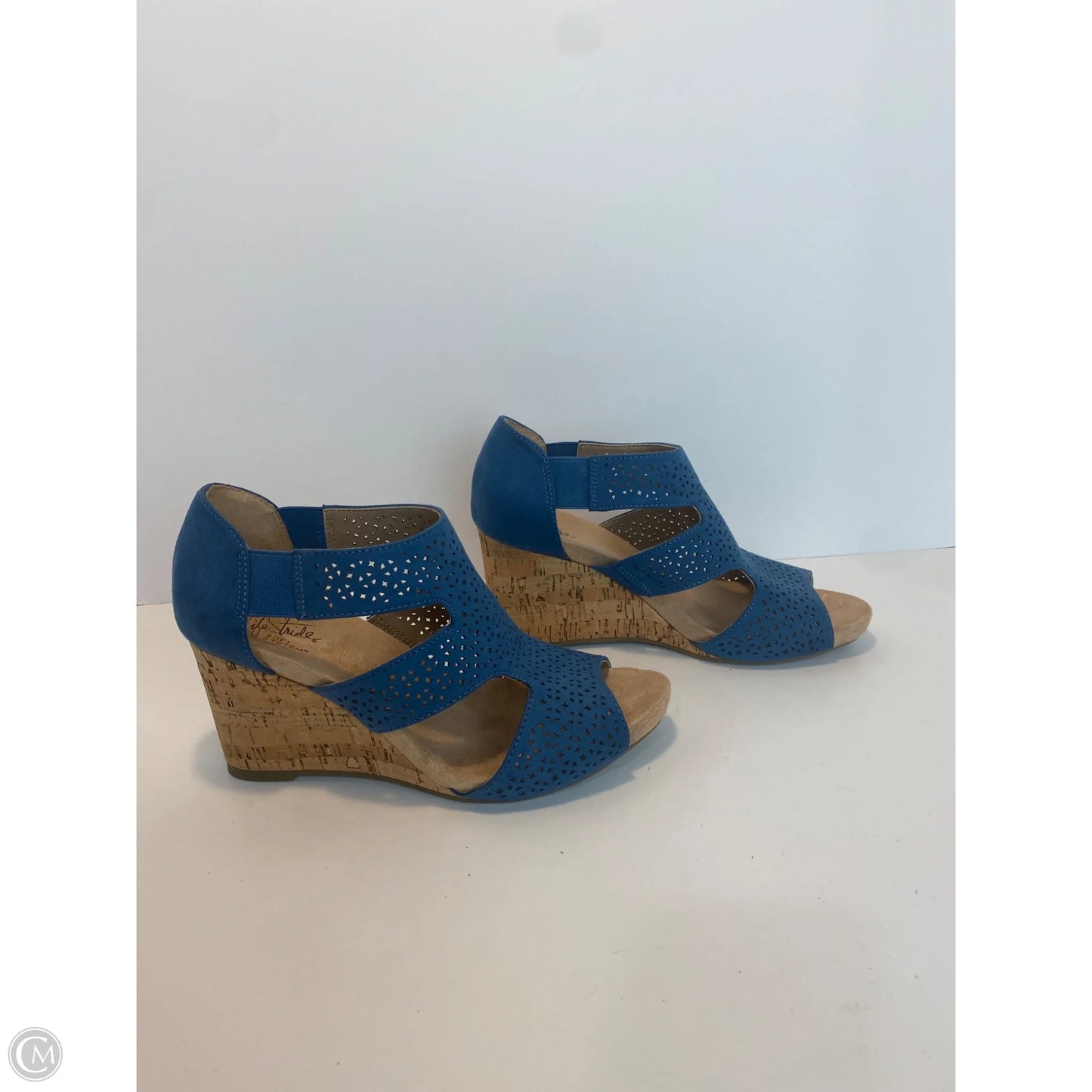 Sandals Heels Wedge By Life Stride In Blue, Size: 7.5
