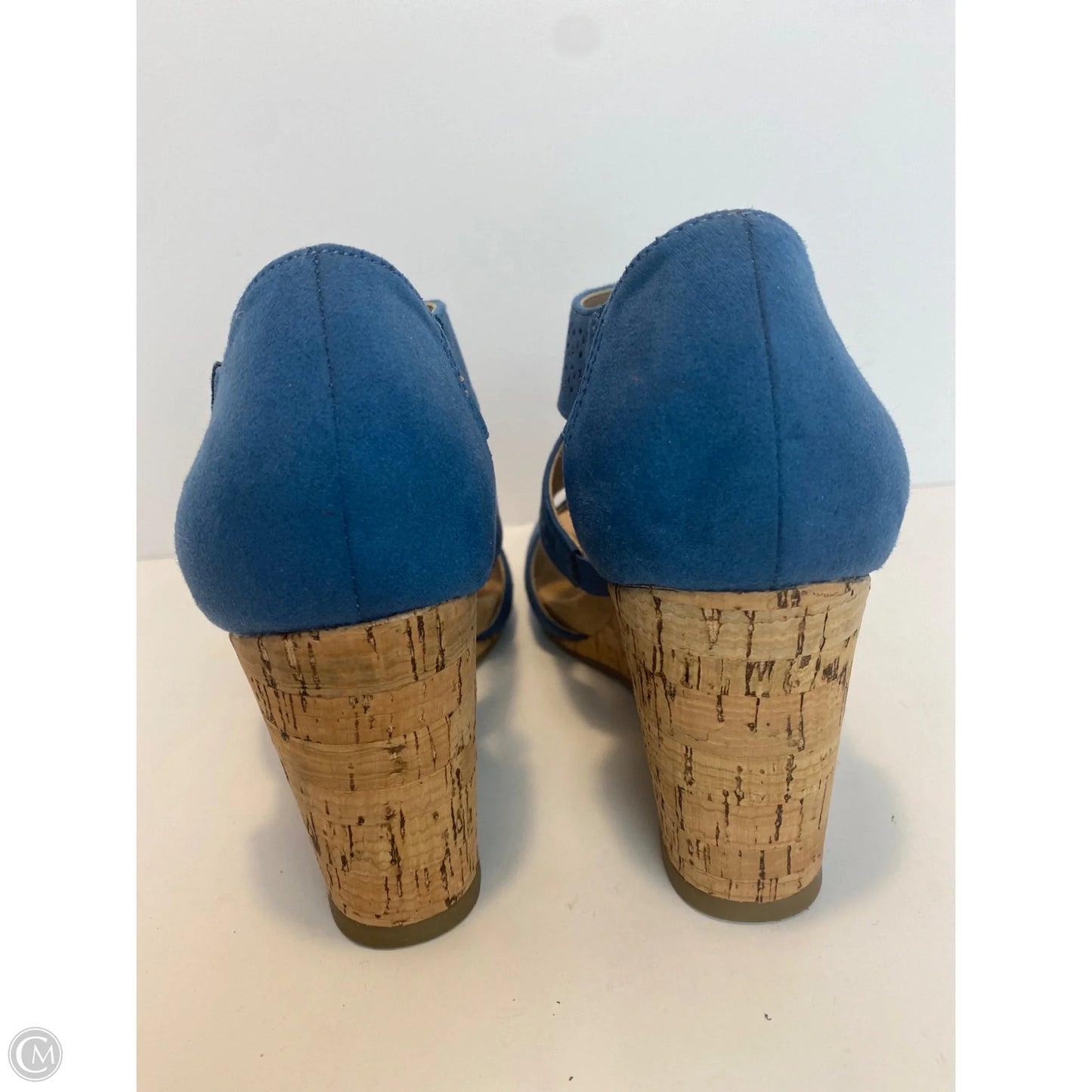 Sandals Heels Wedge By Life Stride In Blue, Size: 7.5