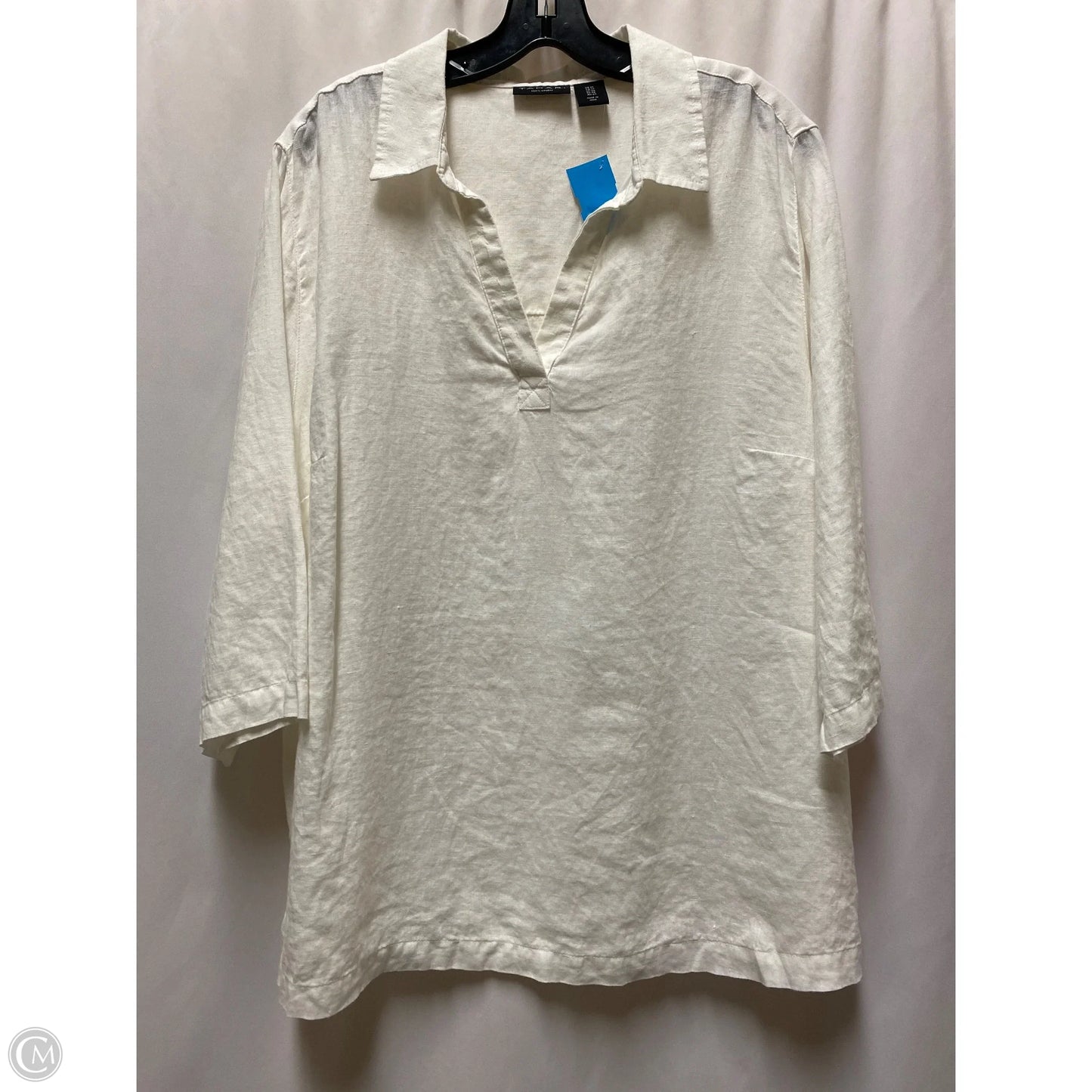 Top Long Sleeve By Tahari In White, Size: 1x