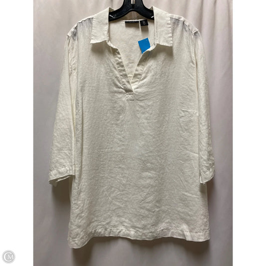 Top Long Sleeve By Tahari In White, Size: 1x