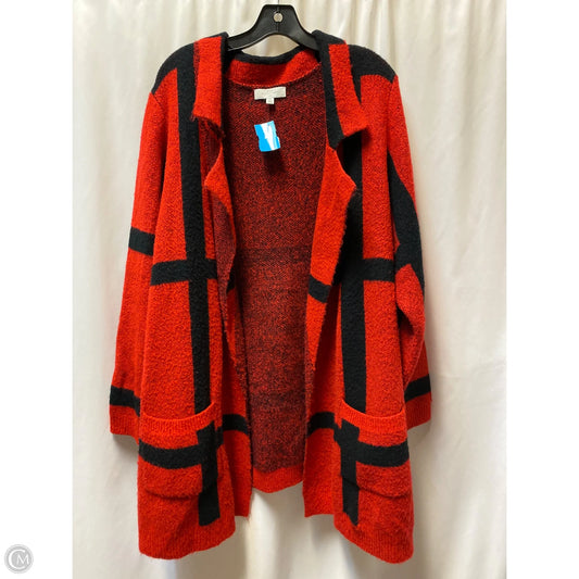 Cardigan By New Directions In Black & Red, Size: 1x