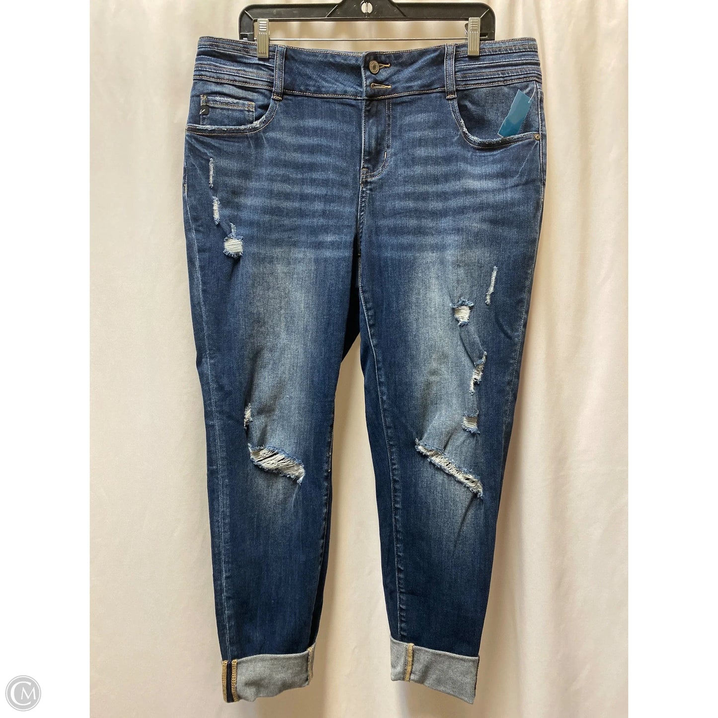 Jeans Cropped By Kancan In Blue Denim, Size: 16