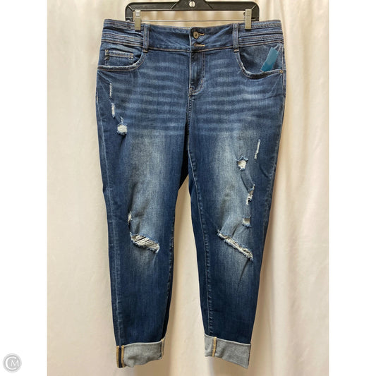 Jeans Cropped By Kancan In Blue Denim, Size: 16