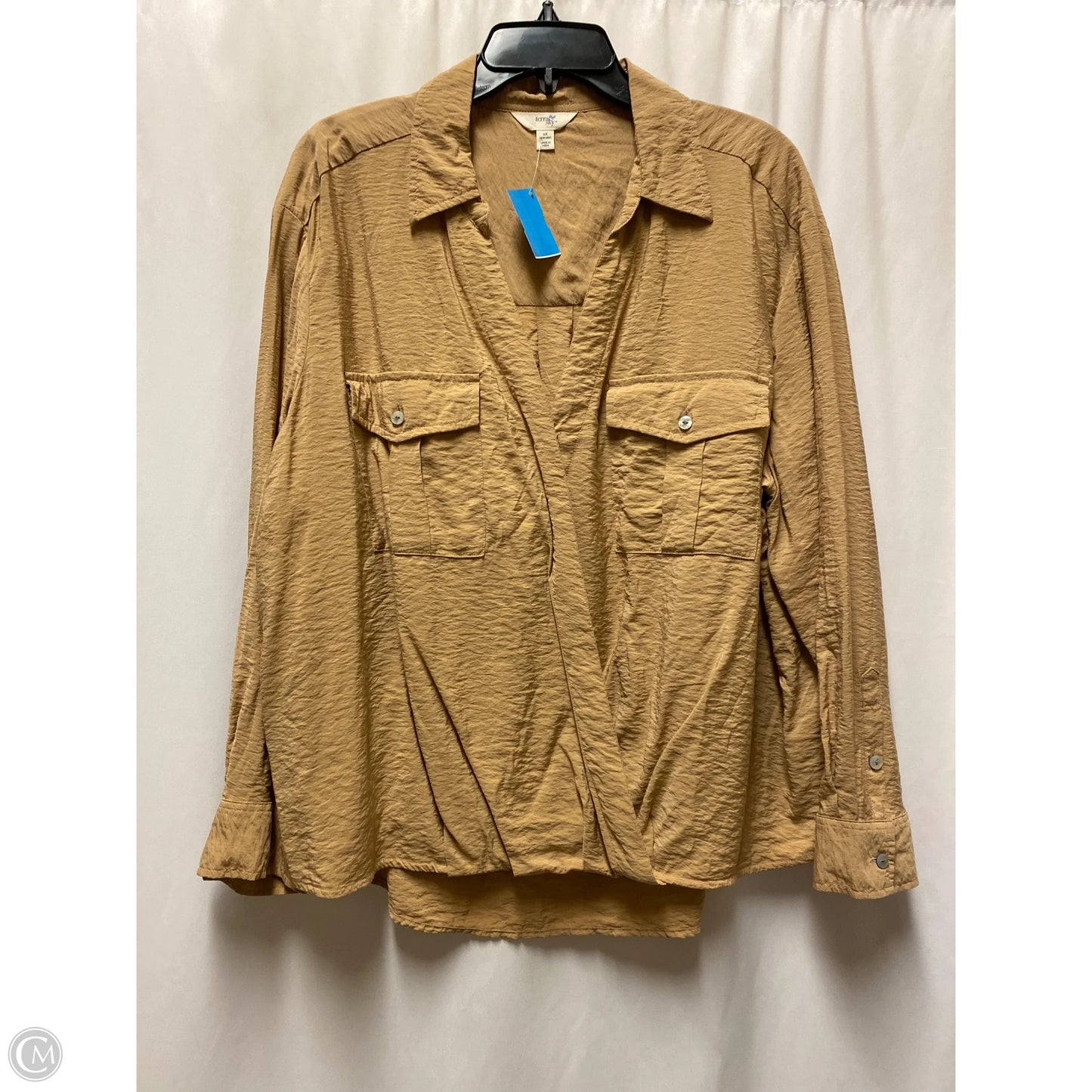 Top Long Sleeve By Terra & Sky In Brown, Size: 1x