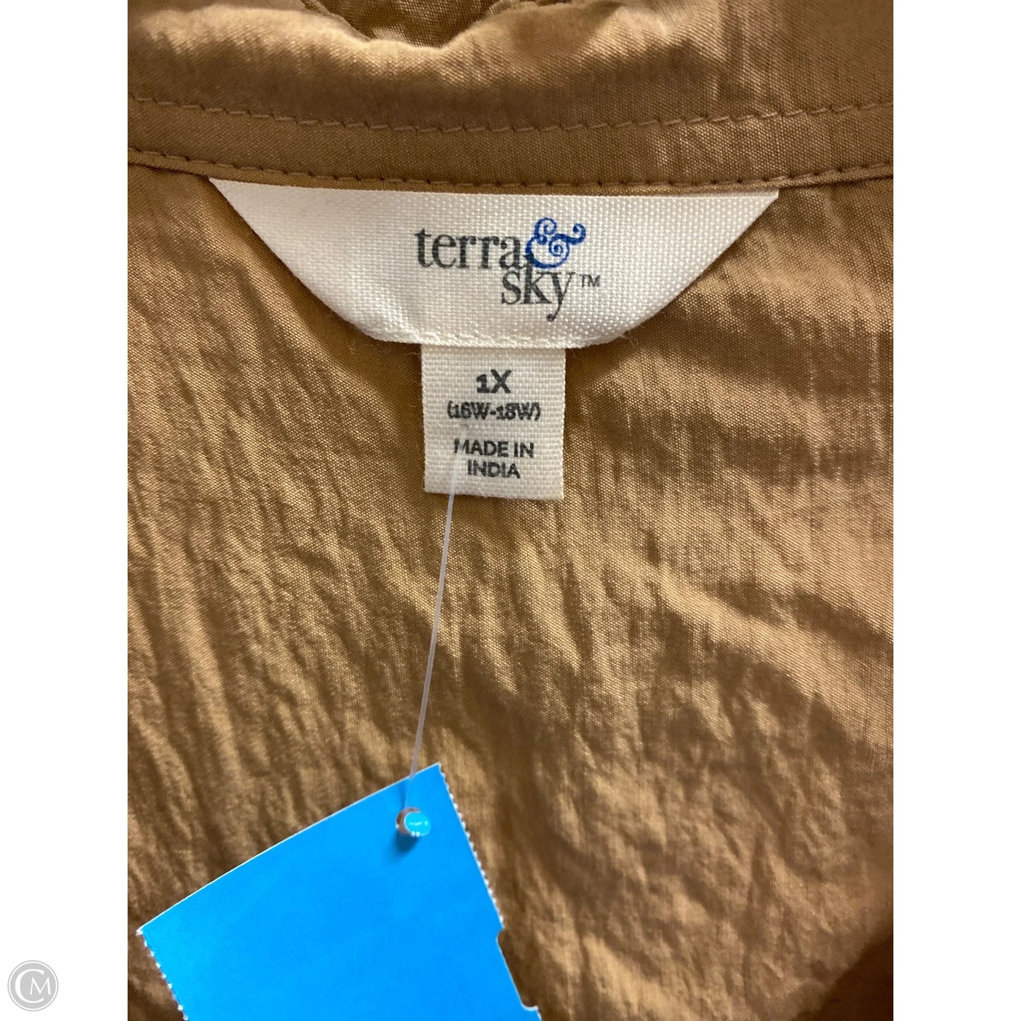 Top Long Sleeve By Terra & Sky In Brown, Size: 1x