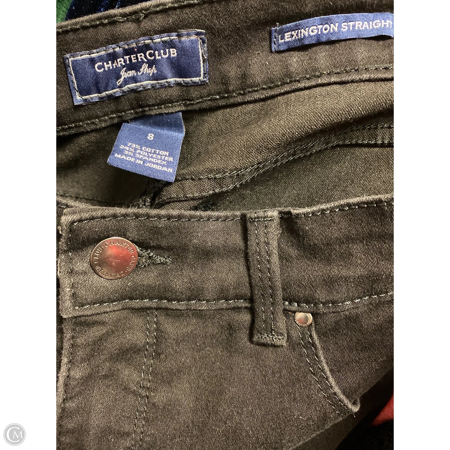 Jeans Straight By Charter Club In Black Denim, Size: 8