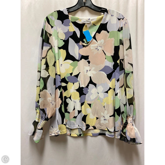 Top Long Sleeve By Calvin Klein In Multi-colored, Size: Xl