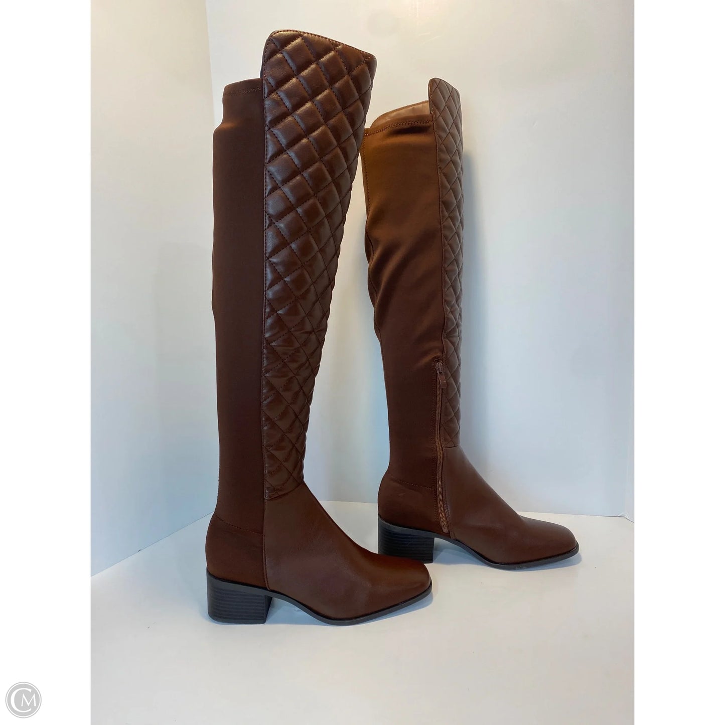 Boots Knee Heels By Bamboo In Brown, Size: 8.5