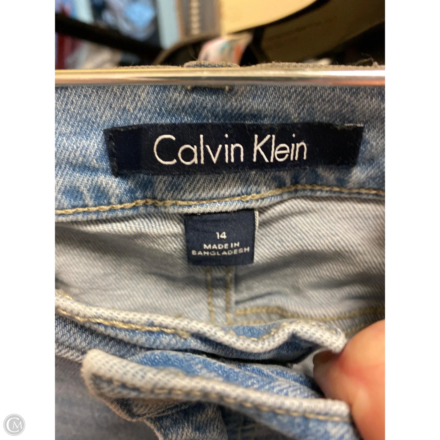 Jeans Cropped By Calvin Klein In Blue Denim, Size: 14