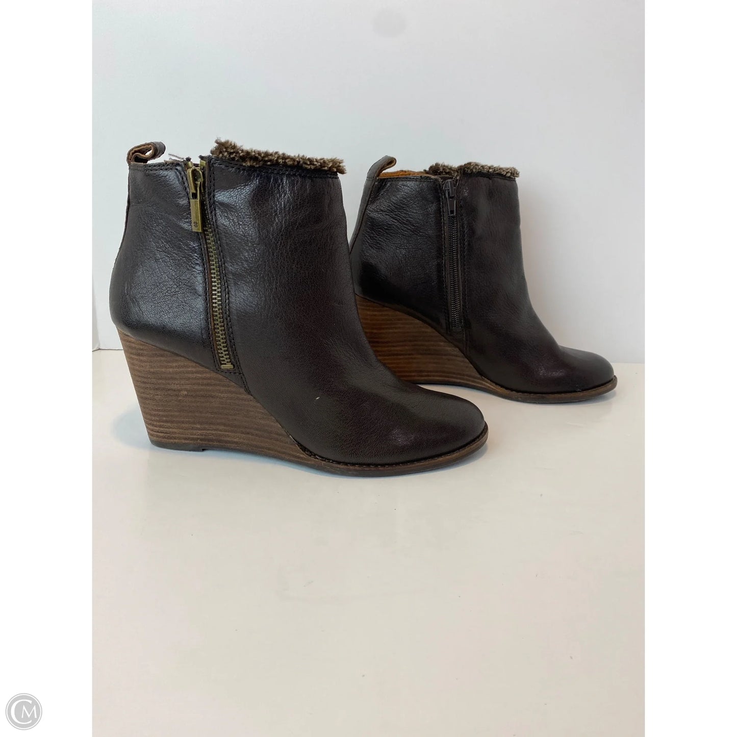 Boots Ankle Heels By Lucky Brand In Brown, Size: 9