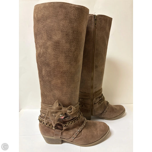 Boots Knee Heels By Not Rated In Brown, Size: 7.5