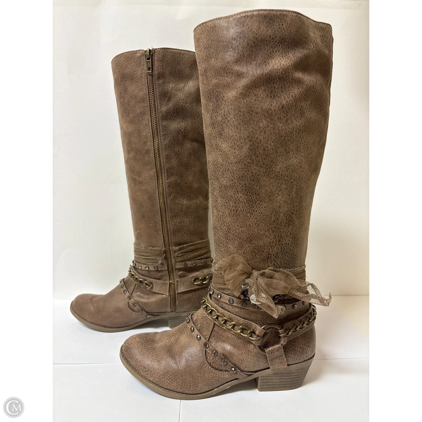 Boots Knee Heels By Not Rated In Brown, Size: 7.5