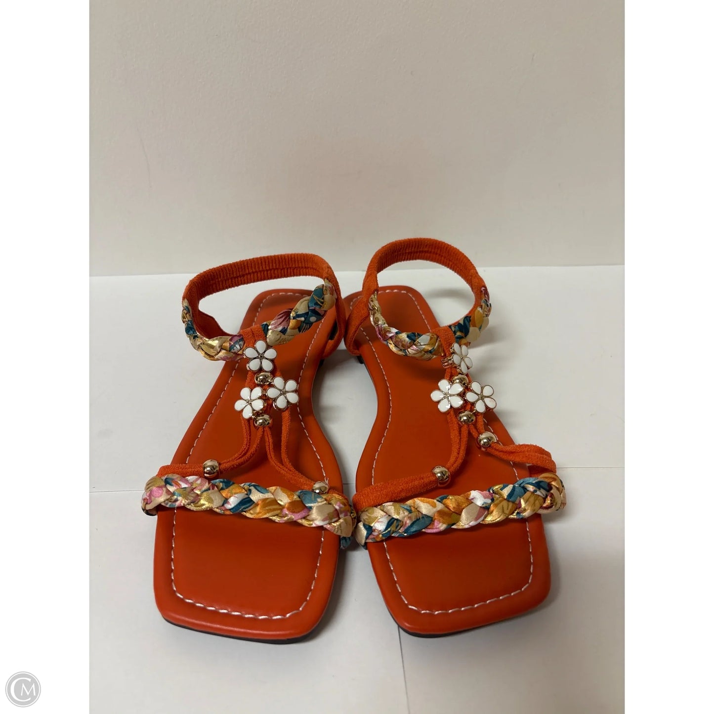 Sandals Flats By Clothes Mentor In Orange, Size: 7.5
