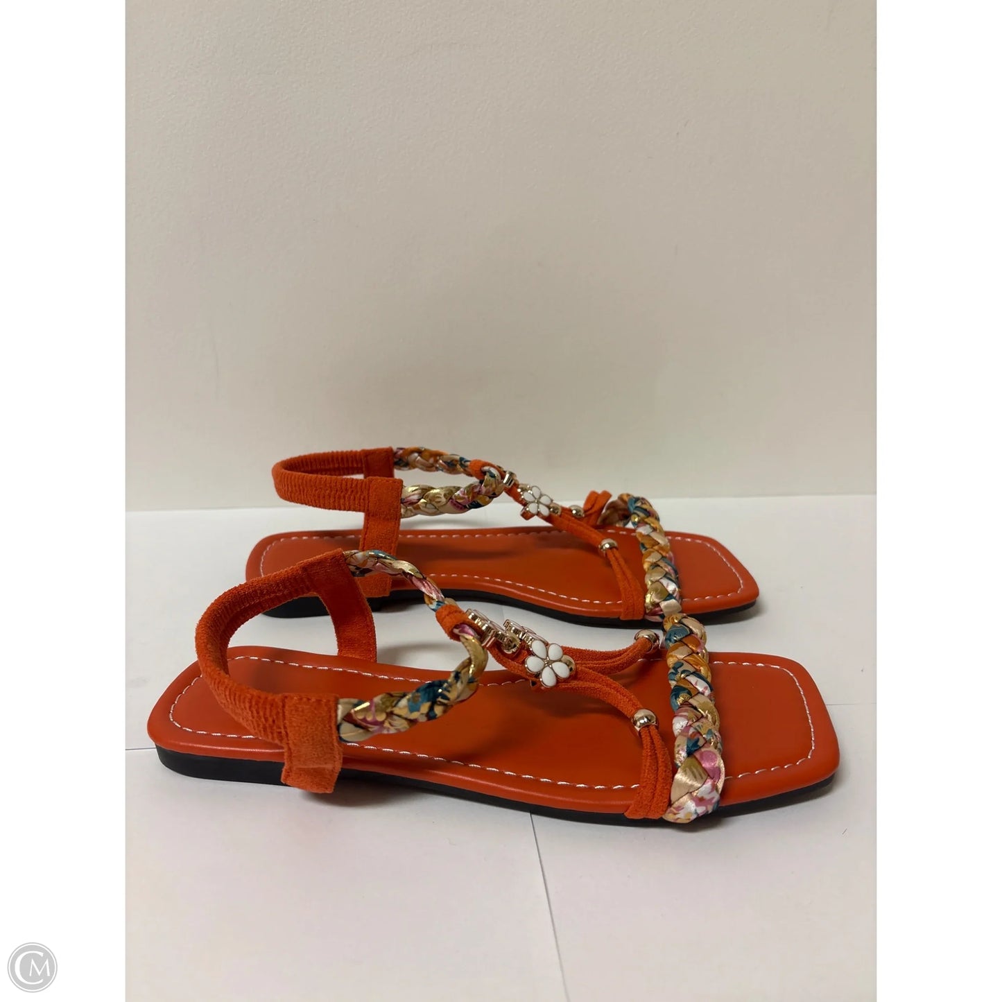 Sandals Flats By Clothes Mentor In Orange, Size: 7.5