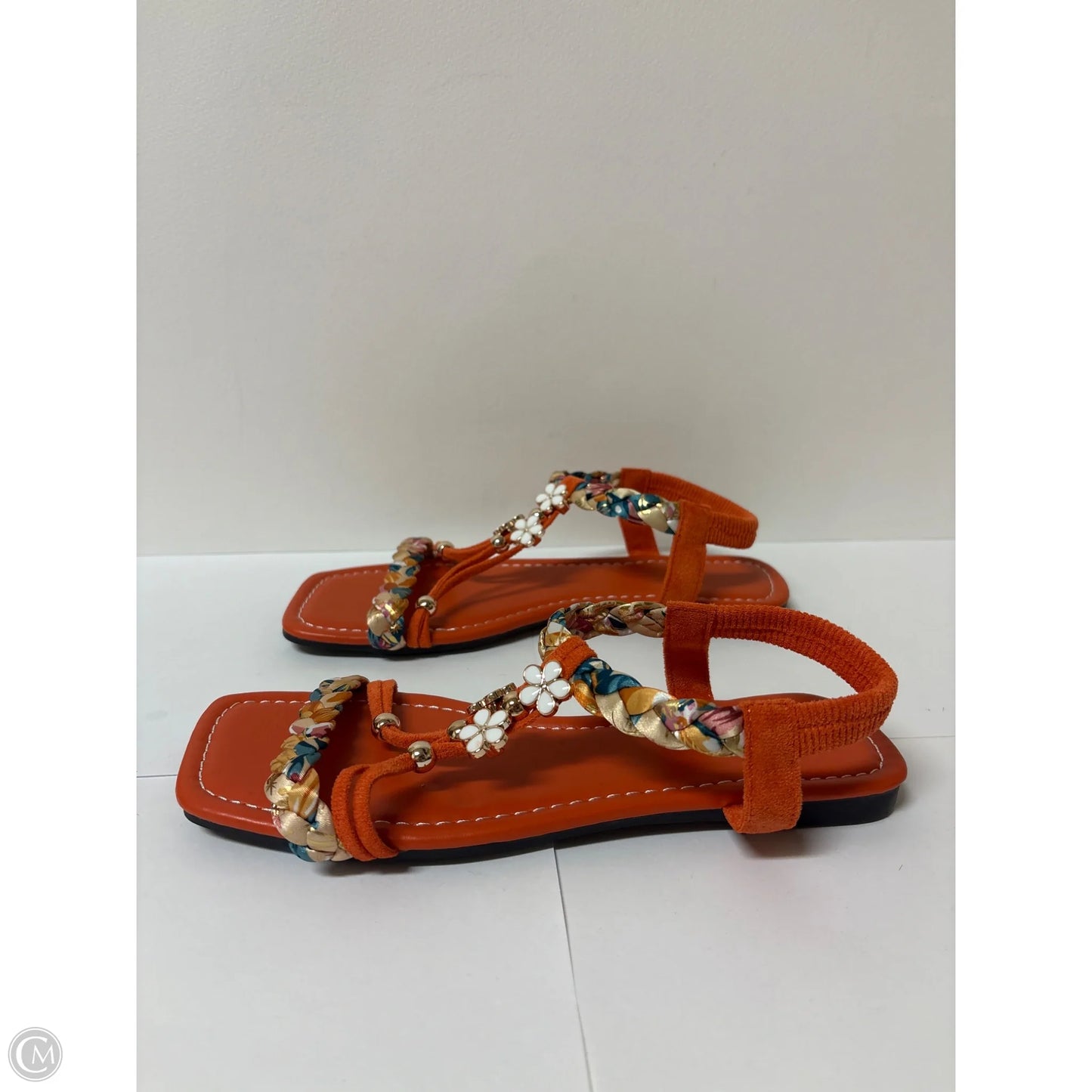 Sandals Flats By Clothes Mentor In Orange, Size: 7.5