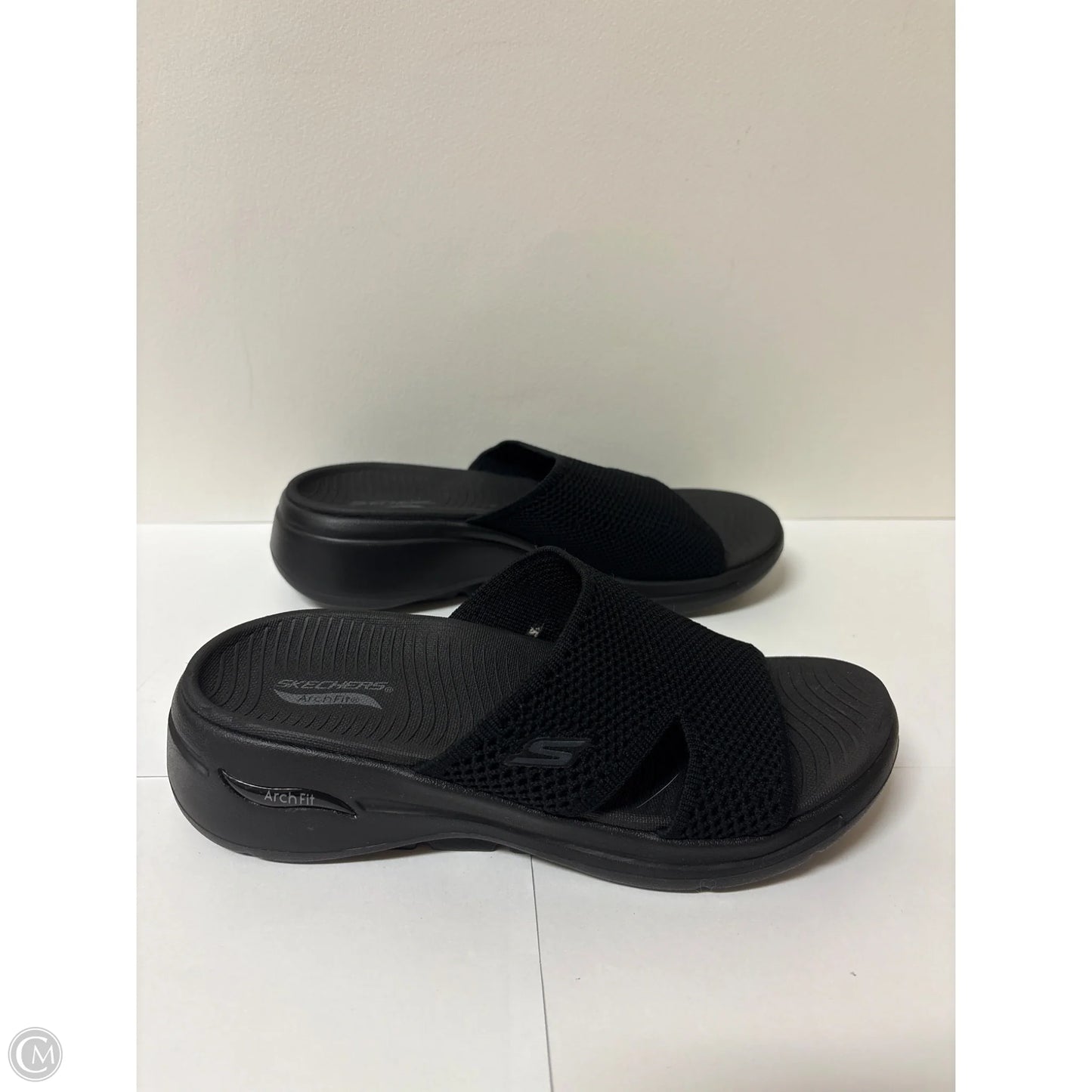 Sandals Heels Block By Skechers In Black, Size: 7
