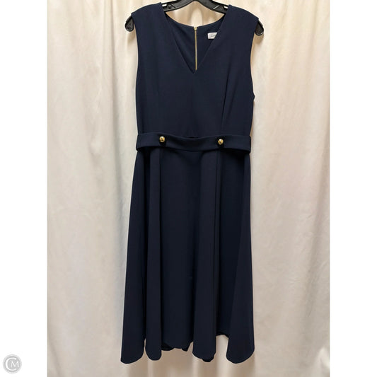 Dress Casual Midi By Calvin Klein In Navy, Size: L