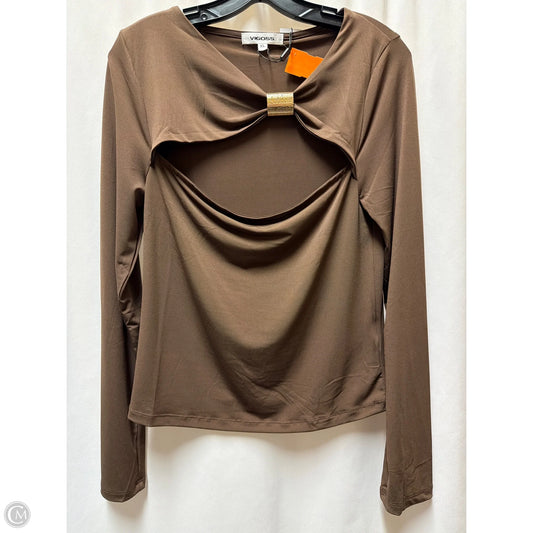 Top Long Sleeve By Vigoss In Brown, Size: Xl