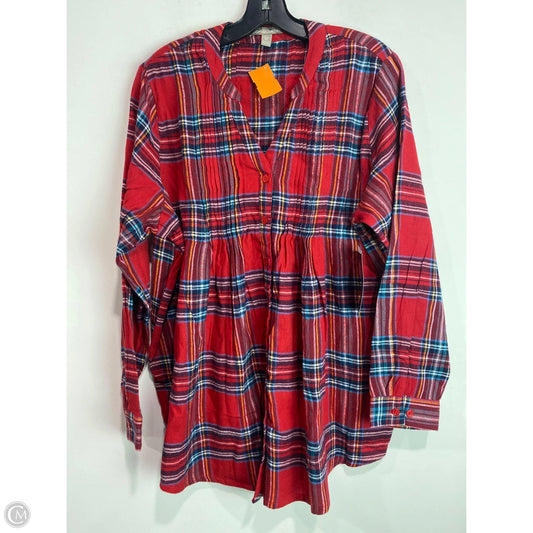 Tunic Long Sleeve By Woman Within In Red, Size: M