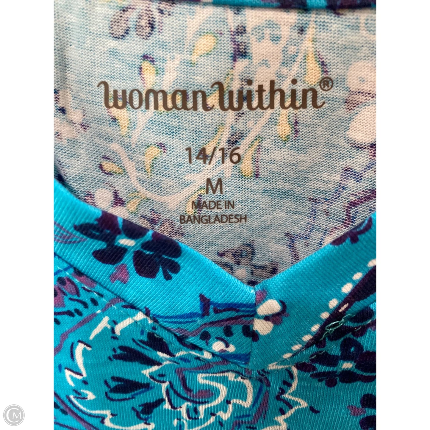 Top 3/4 Sleeve By Woman Within In Teal, Size: M
