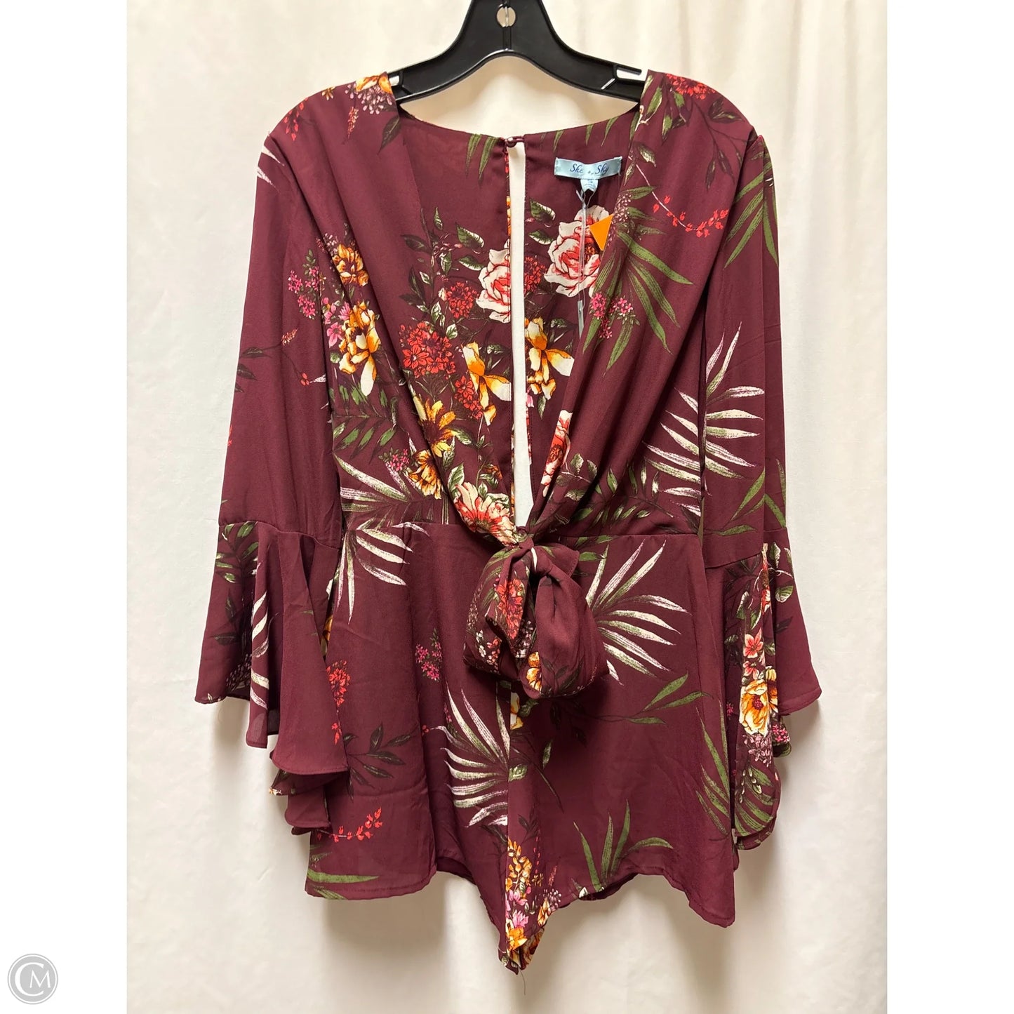 Romper By She + Sky In Maroon, Size: S